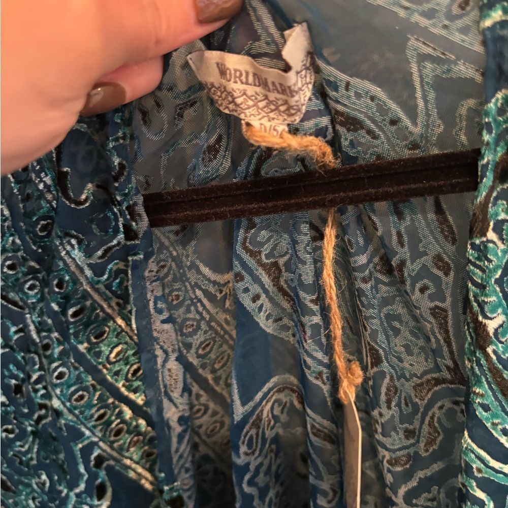 World Market Boho Chic Blue Paisley Kimono - Picture 4 of 7